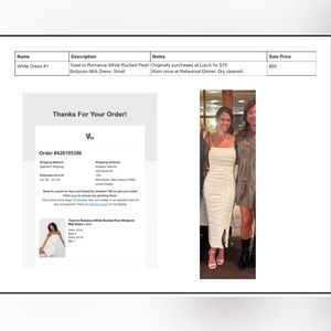 White stretchy rouched midi dress with pearls